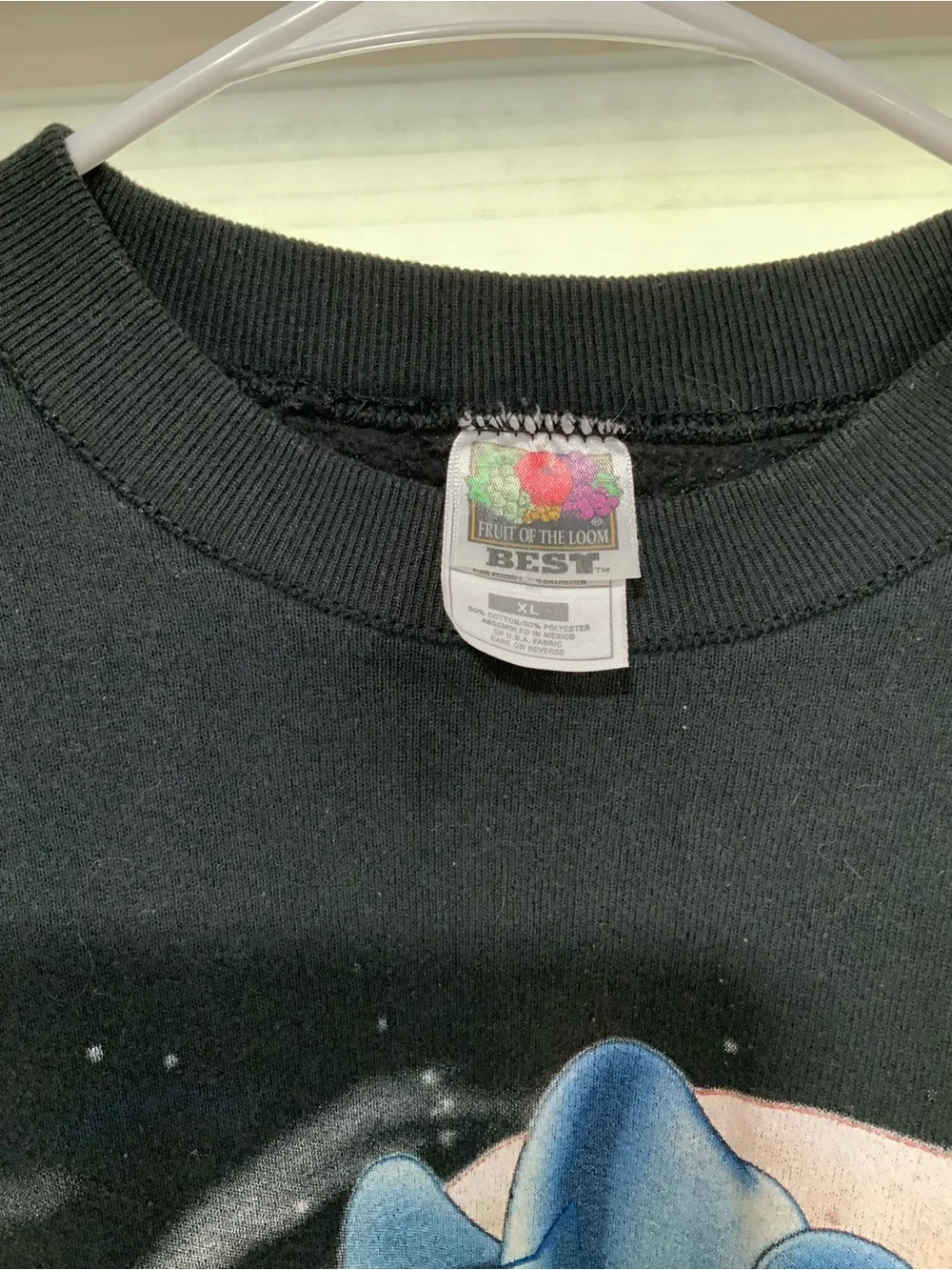 Vintage 1993 Taz Fruit of the Loom Black Cowboys Graphic Crewneck Sweatshirt